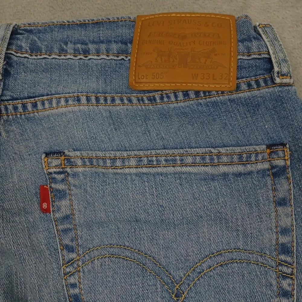 Levis 505 Jeans Mens 33x32 Blue Denim‎ Premium Pockets Cotton Casual